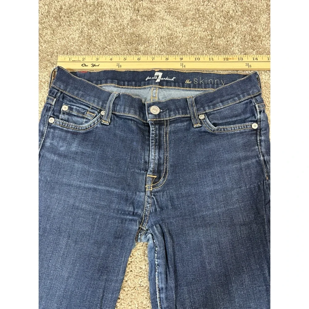 7 For‎ All Mankind Dark Wash Stretch Mid Rise The Skinny Denim Jeans sz 28 - Picture 5 of 11